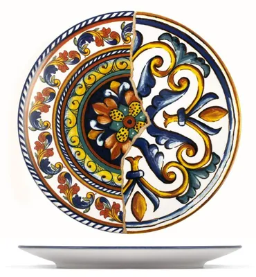Produktbild von H&h 6er-Set Positano-Obstteller aus dekoriertem Steingut, 21 cm