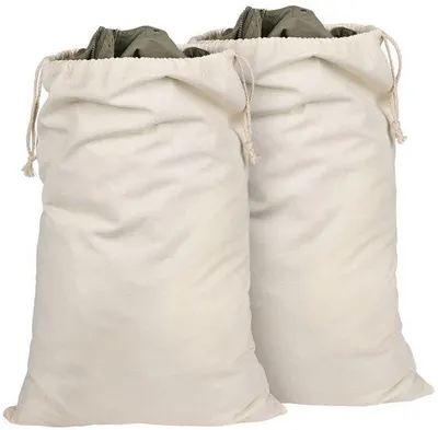 Produktbild von Ibenzoa® Set mit 2 großen Wäschebeuteln 50 x 75 cm, 100% Baumwolle, wiederverwendbar & maschinenwaschbar – Reise‑ und Aufbewahrungsbeutel