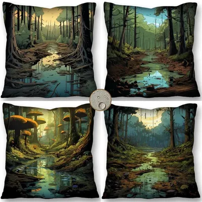 Zdjęcie produktu dla Zestaw 4 dekoracyjnych poszewek na poduszki, 60 x 60 cm