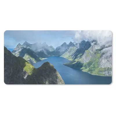 Produktbild von MuchoWow® Schreibtischunterlage Blick über die Fjorde in Norwegen 80x40 cm - XXL Mauspad - Gaming Mauspad