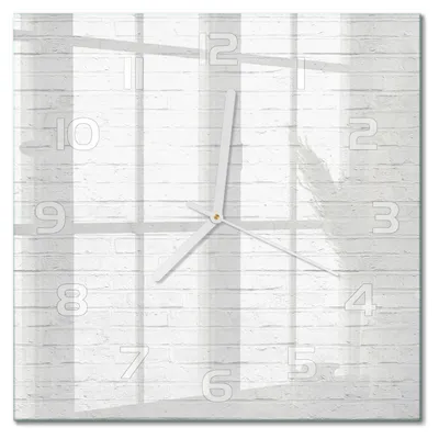 Produktbild von Glas Wanduhr 30x30 cm - Wanduhr - lautlose Wanduhr - ohne Ticken - geräuschloses Uhrwerk - schleichende Zeiger - moderne Uhr - Design Uhr - Wohnzimmer Uhr - Ziegelmauer