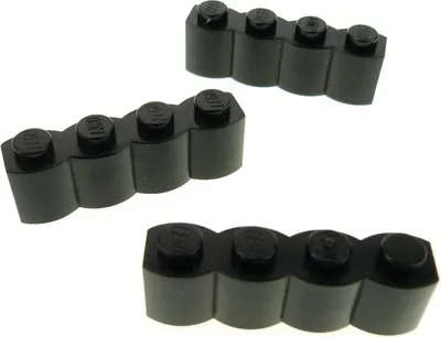 Productafbeelding van 3x Lego bouwsteen, gemodificeerd 1x4x1, zwart, palissadenhout, profiel 30137