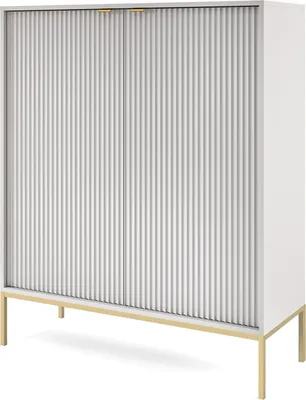 Produktbild von Highboard in grau, Fußgestell goldfarben, NEWCASTLE-160