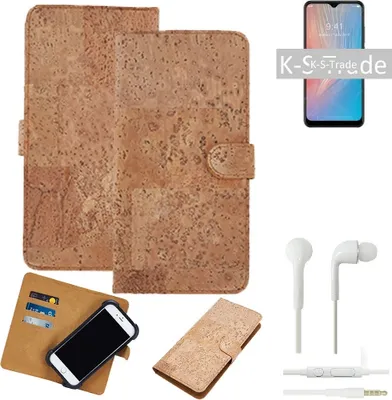 Produktbild von K-S-Trade Hülle kompatibel mit ZTE Axon 10 Pro 5G + in ear Kopfhörer Kork Handyhülle Cover  Schutzhülle TPU Case Bumper in Hellbraun, (1x)