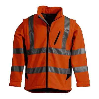 Produktbild von Softshell Warnschutzjacke nach EN 471 Warnorange Marine Größe XL