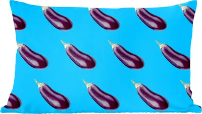 Produktbild von MuchoWow® Zierkissen Sofakissen Wohnzimmer Dekokissen 50x30 cm Gemüse - Aubergine - Muster - Blau - Wohnzimmerdekoration - Polster mit Photo