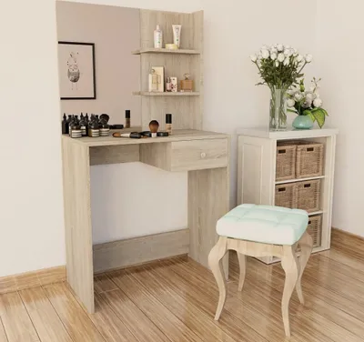 Produktbild von The Living Store Schminktisch Holzwerkstoff 75x40x141 cm Eiche