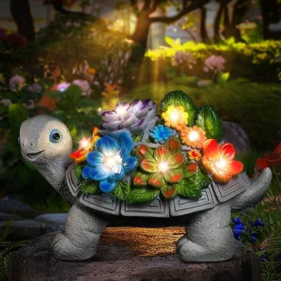 Productafbeelding van Unyqoos® Zonne-energie decoratieve schildpad – kleurrijke succulentenlamp, zonneverlichting voor tuin en balkon, 11 x 19 cm, cadeau-idee