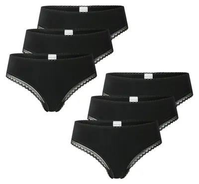 Produktbild von Schiesser Damen Tanga 6-Pack Cheeky String - schwarz - Größe 46
