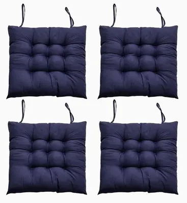Produktbild von Ibenzoa® Stuhlkissen 4er-Set 40 x 40 x 5 cm, Polyestergewebe mit weicher Parelkatoen-Füllung, 2 Antirutschbänder, für drinnen & draußen