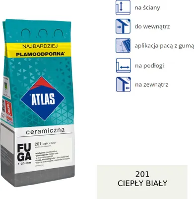 Zdjęcie produktu dla ATLAS CERAMIC GROUT MORTAR - 201 ciepły biały 2kg