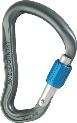 HMS-Karabiner "Ascent Hms" von Wild Country; grau mit blauer Sicherung.