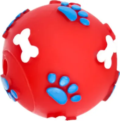 Immagine prodotto di Giocattolo in gomma Pet Nova - palla con motivo di zampe e ossa rosso 6 cm Aqua Nova