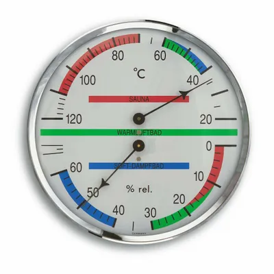 Produktbild von TFA - Analoges Sauna-Thermo-Hygrometer mit Metallring 40.1013 - silber/weiß