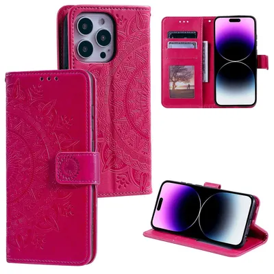 Produktbild von König Design Hülle kompatibel mit Apple iPhone 16 Pro Max Kunstleder Handyhülle - Handy Case Rot