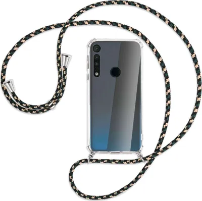 Produktbild von Handykette Backcover-Schutzhülle mit Band (Metall silberfarben) für Motorola One Macro - camouflage
