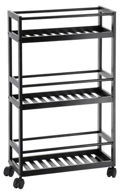 Produktbild von Servierwagen auf rollen bambus 3 regale - schwarz - Tendance