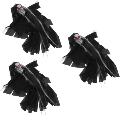Produktbild von 3 lichtemittierende, geräuschgesteuerte kleine Hängegeister als Halloween-Rasendekoration und Spukhaus-Requisiten für den Außenbereich