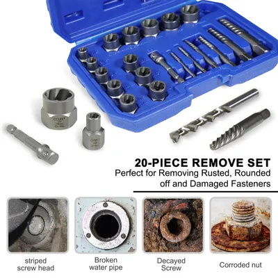 Produktbild von 26tlg 3/8" Cr-Mo Turbonüsse ,Spezial Steckschlüssel Einsatz Linksausdreher Schraubenausdreher Nuss Stecknuss Muttern Entferner | 8-19mm