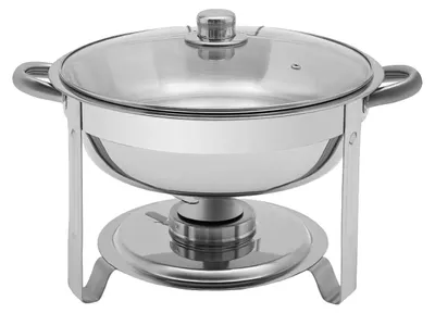 Produktbild von Chafing Dish, runder Speisenwärmer, Glasdeckel, Silber