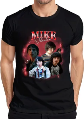 Obrázek produktu pro Mike Wheeler Stranger Fan Gift Hawkins 80. léta Retro 90. léta Bootleg Pánské tričko, černá, M