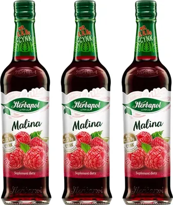 Immagine prodotto di Herbapol Sciroppo al lampone 3x 420 ml - Sciroppo per bevande a base di acqua - Vitamina C B6 D