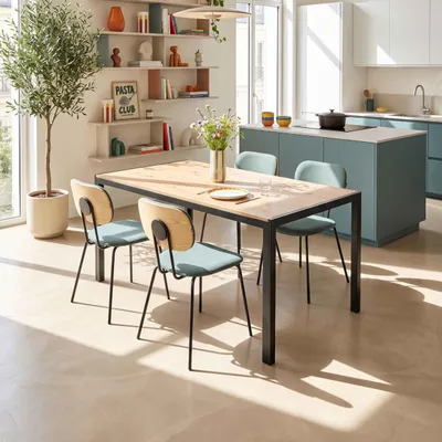 Immagine prodotto di Tavolo da pranzo rettangolare in MDF nero - Oviala Lipa