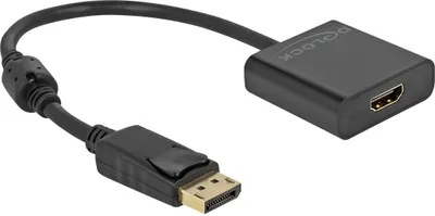 Produktbild von Delock Adapter DisplayPort 1.2 Stecker zu HDMI Buchse 4K Aktiv schwarz