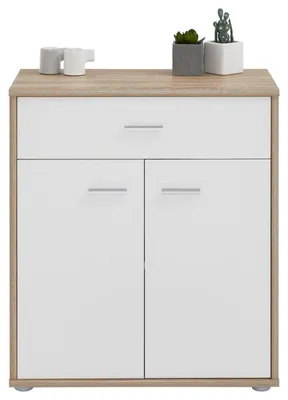 Produktbild von Kommode Sideboard Schrank TOMMY in Sonoma Eiche / weiß, Anrichte mit 1 Schublade und 2 Türen