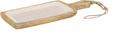 Obrázek produktu pro Servírovací talíř Zeller, mangové dřevo, 38x15x2,5 cm, hnědá/béžová