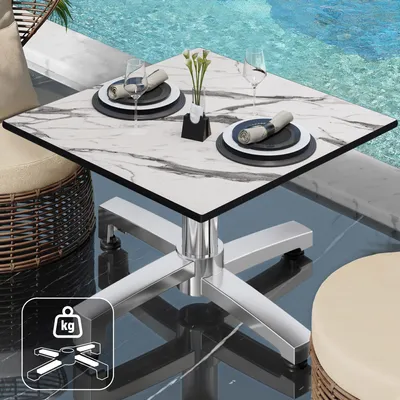 Produktbild von CPBC | Compact Loungetisch | B:T:H 60 x 60 x 42 cm | Weiß Marmor / Aluminium | Zusatzgewicht | Bistro Loungetisch Gastro Tisch