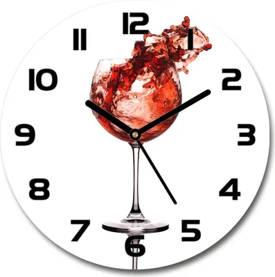 Produktbild von Wanduhr aus Glas 30fi Glasbild Glasuhr Gehärtetes Glas - schwarze-zeiger - A glass of wine