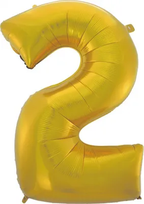 Produktbild von GoDan Luftballon Zahl Zwei (2) Gold, in XXL-Größe – 92 cm, Folienballon mit einem selbstschließenden Ventil, Zimmer- und Raumdekoration beim Geburtstag, Jubiläum, Jahrestag, Hochzeitstag oder Firmenevent