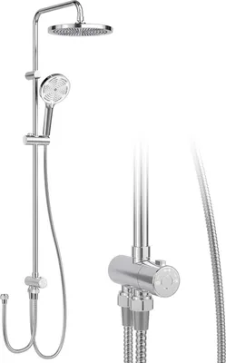 Produktbild von Duschsystem fürs Bad - Regendusche-Set mit Mischbatterie - 304 Edelstahl - Regenduschkopf - Handbrause - Ablage - Warm/Kalt - Silber