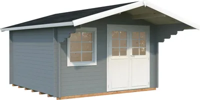 Produktbild von Gartenhaus Palmako Sally 12,3 m² inkl. Fußboden 426 x 530 cm hellgrau-weiß