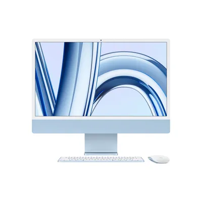 Image de Apple iMac Apple M 59,7 cm (23.5") 4480 x 2520 pixels 8 Go 256 Go SSD PC tout-en-un macOS Sonoma Wi-Fi 6E (802.11ax) Bleu