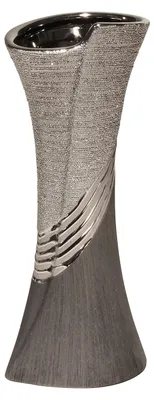 Imagen del producto de Jarrón Gilde, Bridgetown, con diseño a rayas, de cerámica, en color gris y plateado. Lote de 4 unidades.Altura: 19.00 cmAncho: 10.00 cmProfundidad: 8.00 cm43212