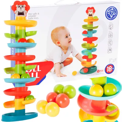 Immagine prodotto di MalPlay Scivolo a torre con palline 60 cm con anello da dentizione Giocattolo motorio Giocattolo educativo per bambini dai 18 mesi in su