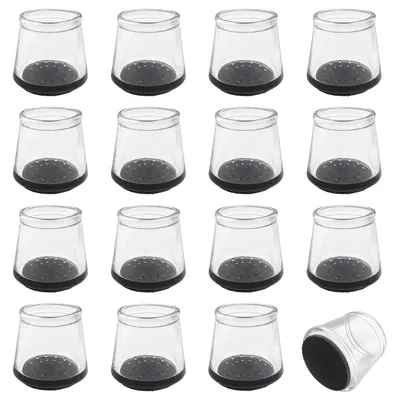 Produktbild von Stuhlbeinkappen rund 40mm für 30-34mm transparent aus TPE mit Filz 16 Stück