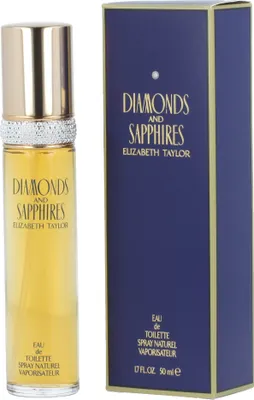 A bottle of perfume and its box are displayed side-by-side on a white background.