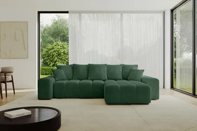 Produktbild von ALTDECOR Ecksofa mit Schlaffunktion und Bettkasten ENIL-L 297x189x68 cm  Grün - Corner Sofa Eckcouch Couch L-Form  Schlafcouch Ausziehbar Wohnlandschaft