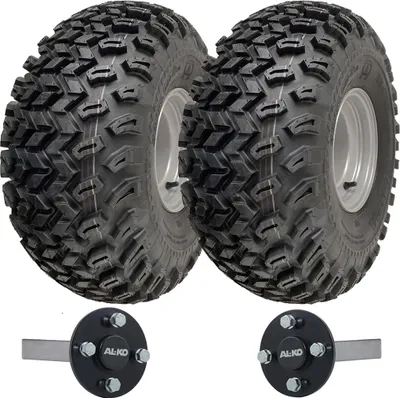 Zdjęcie produktu dla 22x11.00-8 Zestaw do przyczep ATV Koła użytkowe Obręcze 35x35 ALKO Piasta i zwrotnica 750 kg