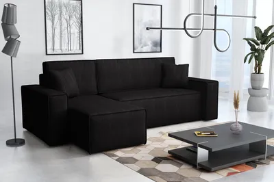 Produktbild von Emoebel24 Ecksofa mit Schlaffunktion und Bettkasten L-form 244x142x83 cm Denis Schwarz