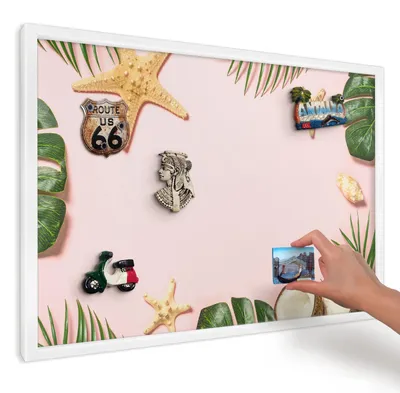 Produktbild von Magnettafel 60x40 cm mit weißem Rahmen - Magnetische Metalltafel, Magnetpinnwand zur Wandmontage für Wohnzimmer, Küche, Flur, Kinderzimmer und Büro - Tropenurlaub