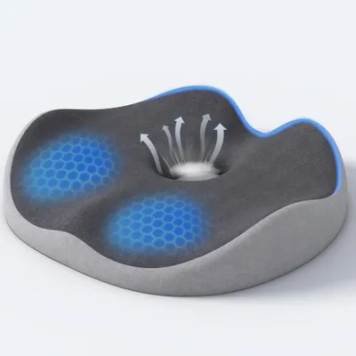 Productafbeelding van Donutvormige zitkussen van traagschuim – Orthopedisch kussen voor verlichting van hemorroïde- en staartbeenpijn, ischias, zwangerschap, kraambed, decubituswonden en herstel na een operatie (grijs)