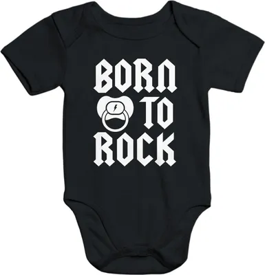 Produktbild von Kurzarm Baby Body Born to Rock Hardrock Heavy Metal Baumwolle Moonworks® schwarz 0-3 Monate