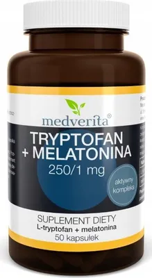 Produktbild von MEDVERITA Tryptophan + Melatonin 1 mg 50 Kapseln