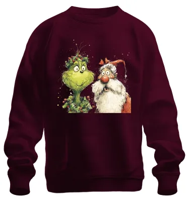 Zdjęcie produktu dla Grinch Father Christmas Watercolour Funny Gift Vintage Uni Bluza rozpinana, bordowy, XXL