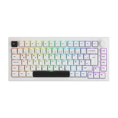 Image de AKKO 5075B Plus VIA ISO Clavier mécanique RGB Hot-Swap Bluetooth 5.0 2.4G Sans fil ( Blanc, Akko V3 Lavendar Purple Interrupteur tactile)