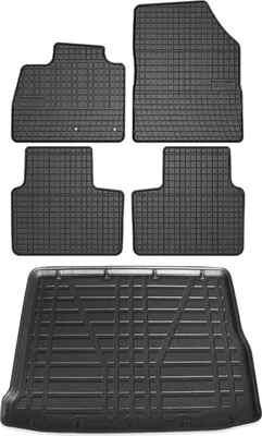 Image de Tapis & bac de coffre Set pour Renault Scenic 2016-2025 Caoutchouc noir 5x